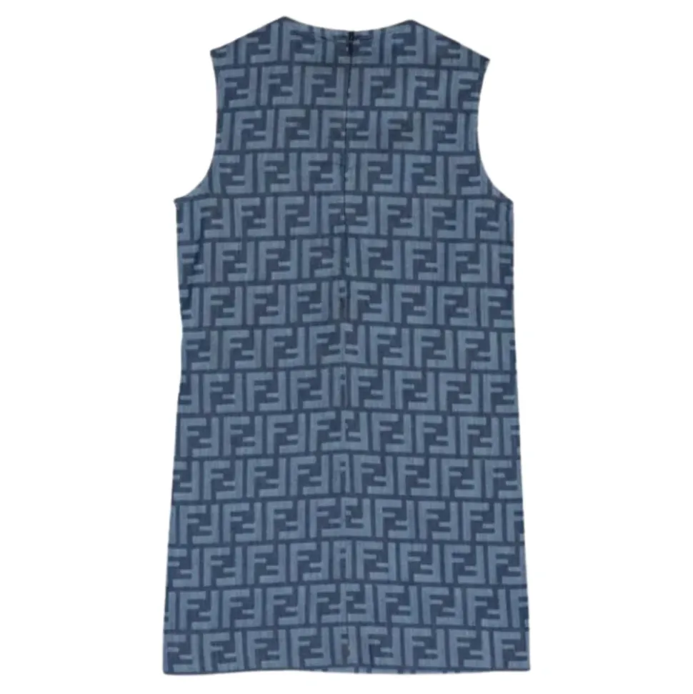 Denim bomullskjole med monogram