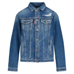 Denimjakke for barn med malingssprut
