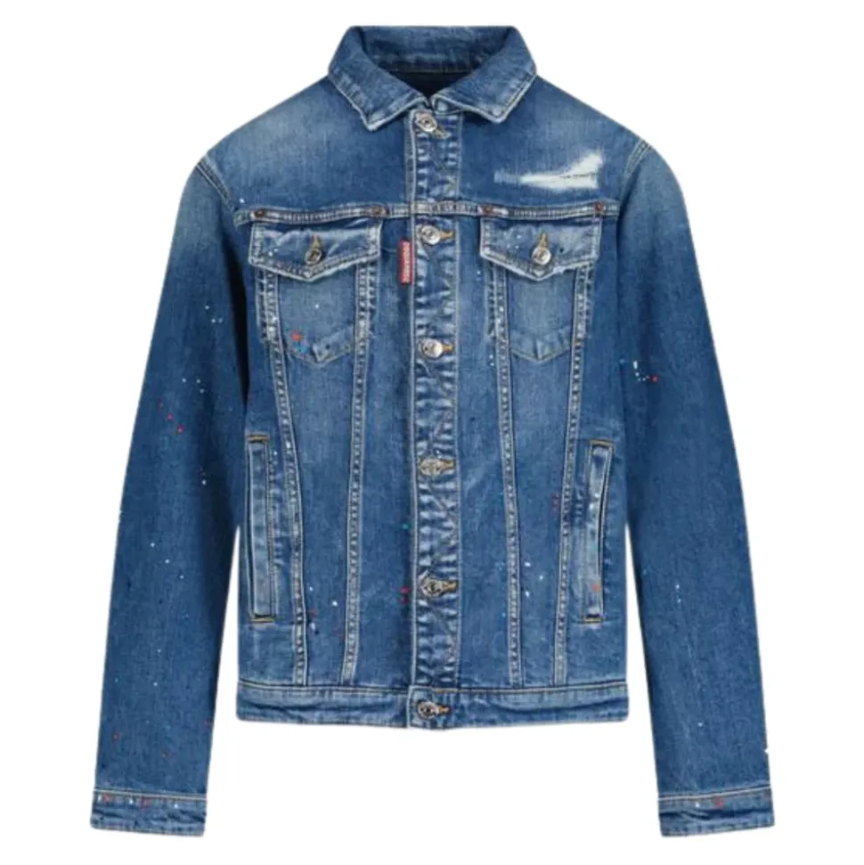 Denimjakke for barn med malingssprut