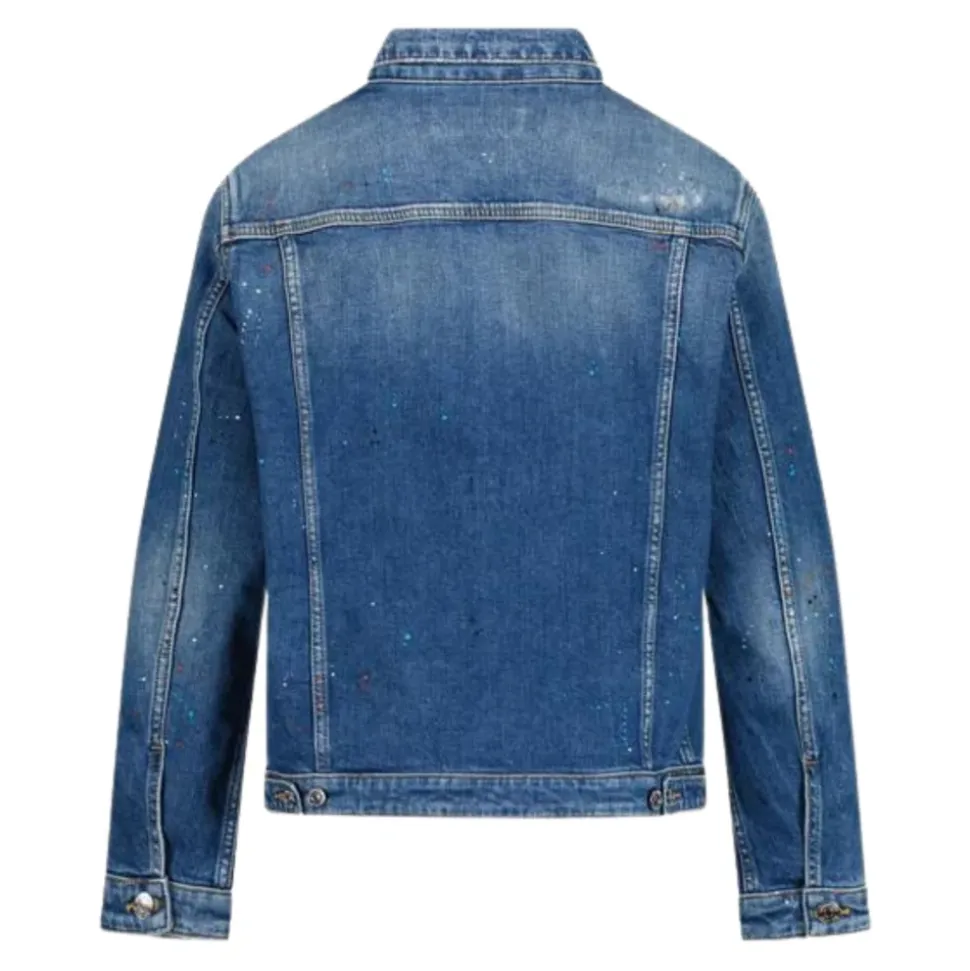 Denimjakke for barn med malingssprut