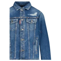 Denimjakke for barn med malingssprut