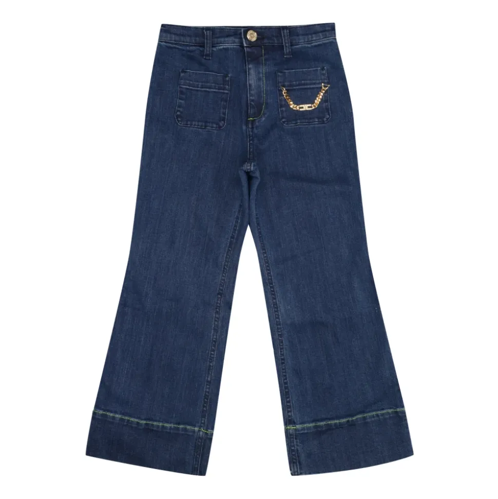 Denim Leggings med Glidelås og Lommer