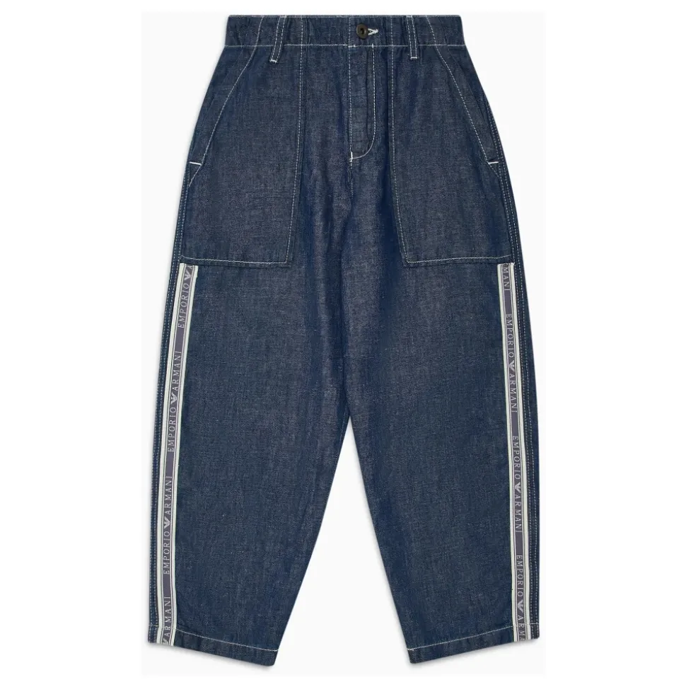 Denim Lin Jeans Over i Blå