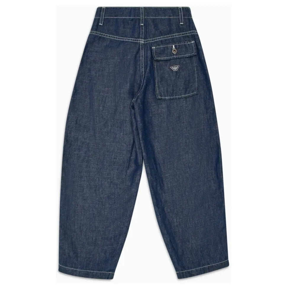 Denim Lin Jeans Over i Blå