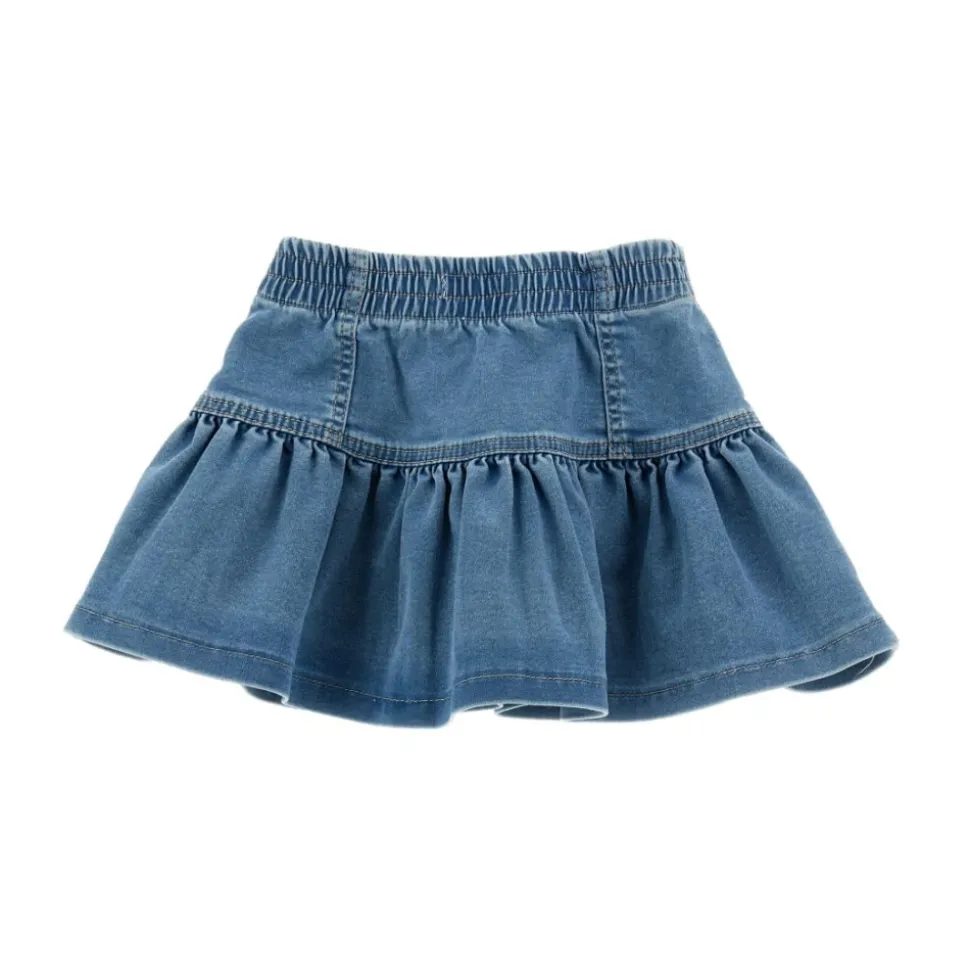 Denimskjørt med jordbærbroderi