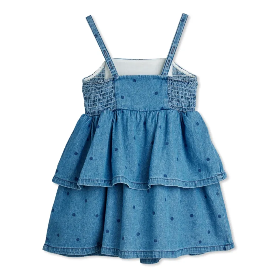 Denim Turtleneck-kjole med stropper