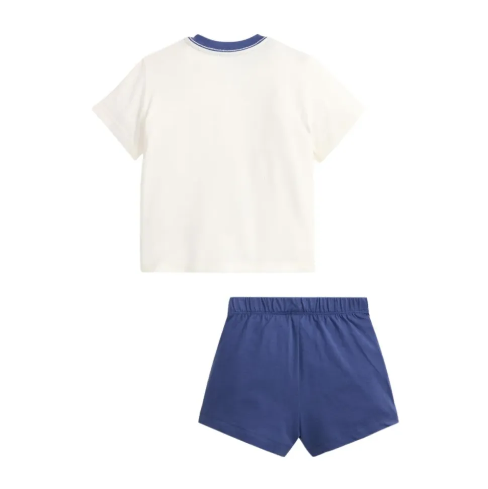 Drawstring Polo-Bear Shorts Set