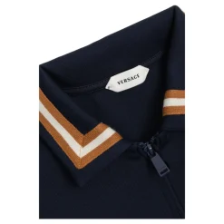 Embroidered-Logo Stretch Piqué Zip Polo