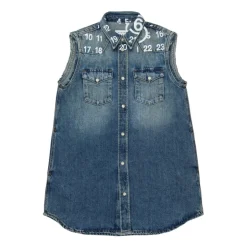 Ermeløs denimkjole