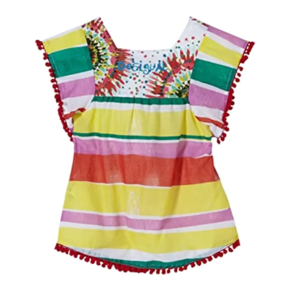 Fargerik Blomstrete Bluse med Volanger