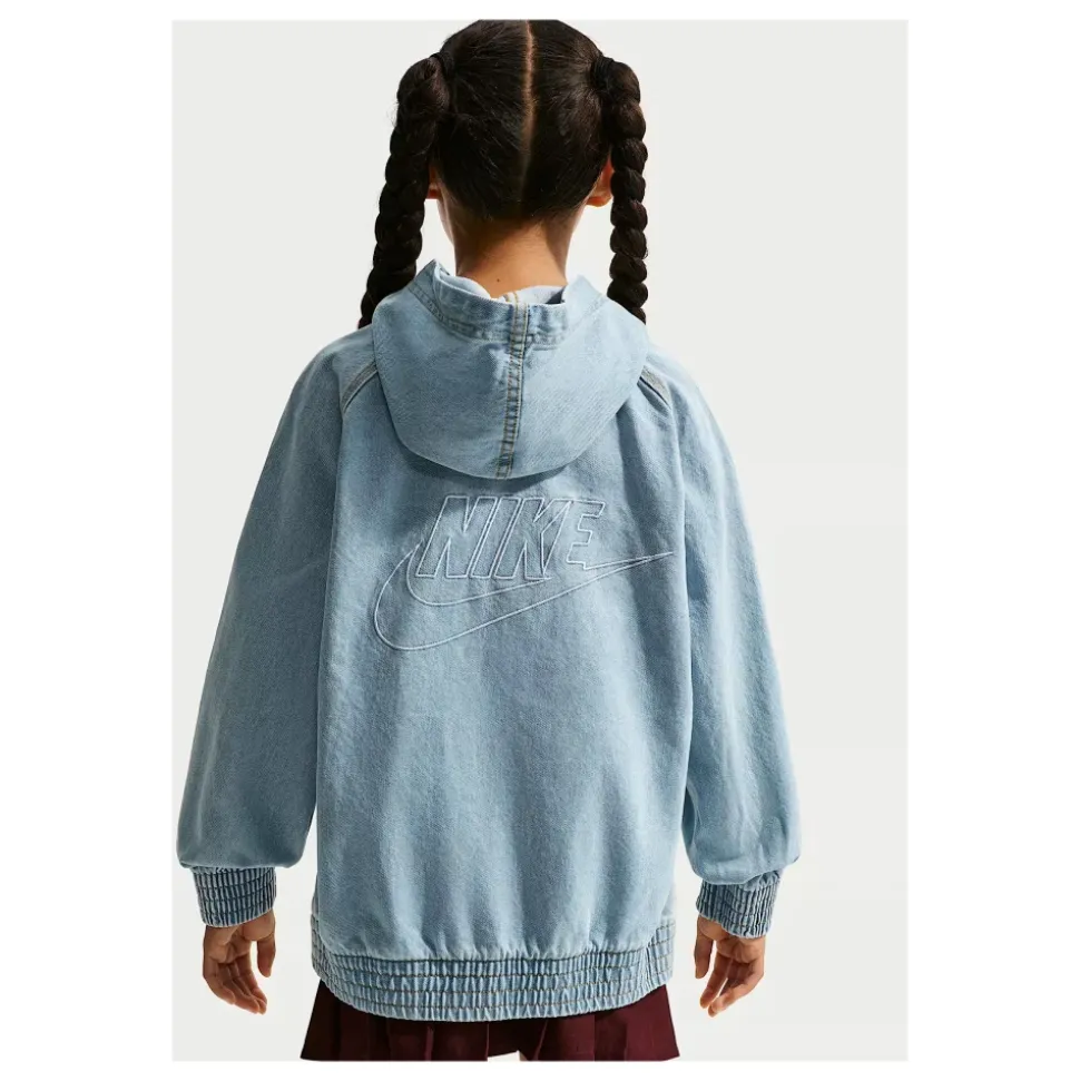 Full-Zip Hooded Denim Jacket