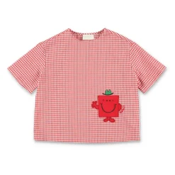 Gingham bomulls-T-skjorte