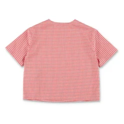 Gingham bomulls-T-skjorte