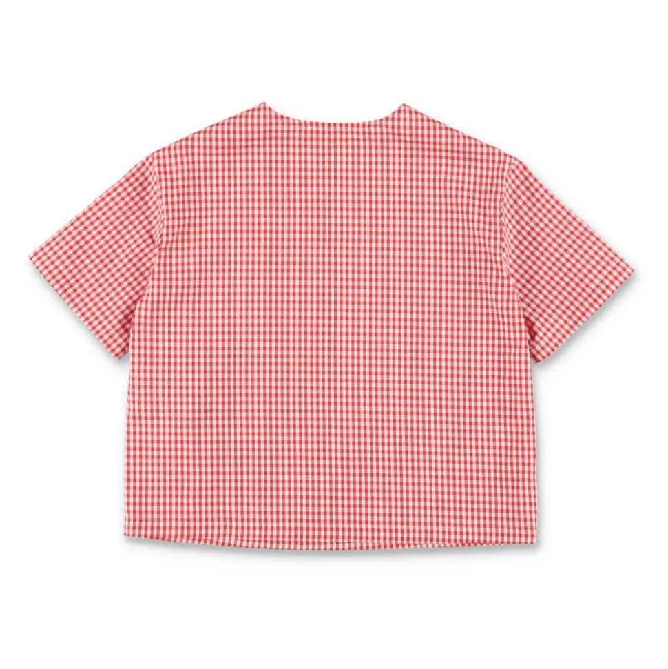 Gingham bomulls-T-skjorte