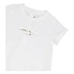 Hvit Bomullskjole med Logo Print