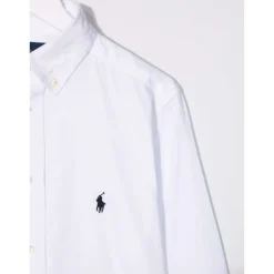 Hvit Button Down Skjorte med Logo