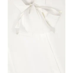 Hvit Chiffon Skjorte med Sløyfe