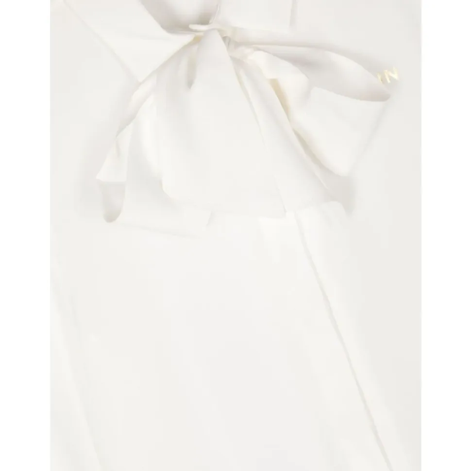 Hvit Chiffon Skjorte med Sløyfe