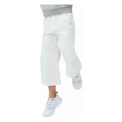 Hvit Culotte Stil Bomulls Bukser