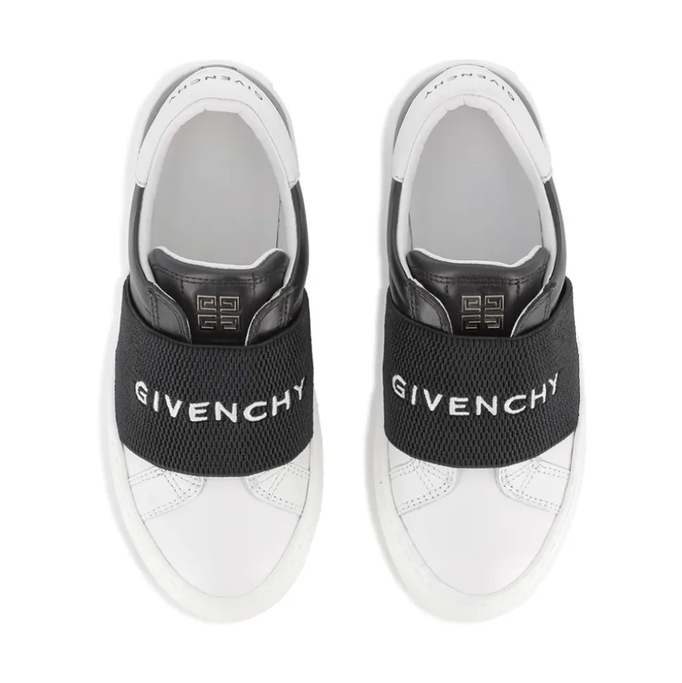 Hvite Barnesko Sneakers Skinn Stoff