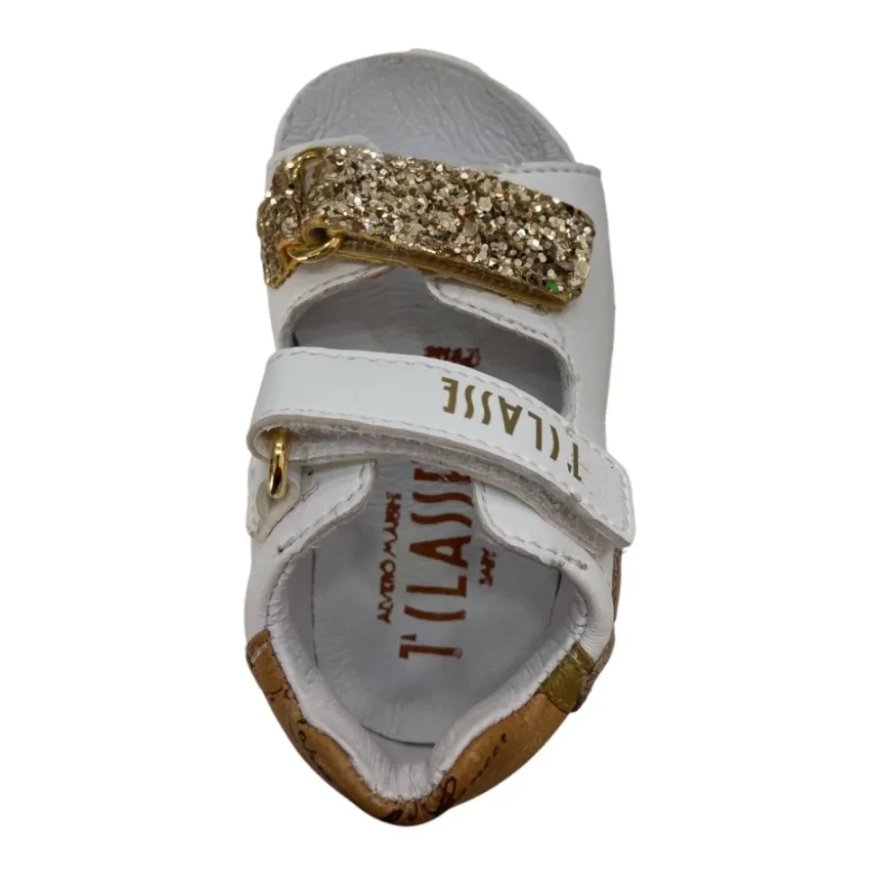 Hvite flate sandaler for barn