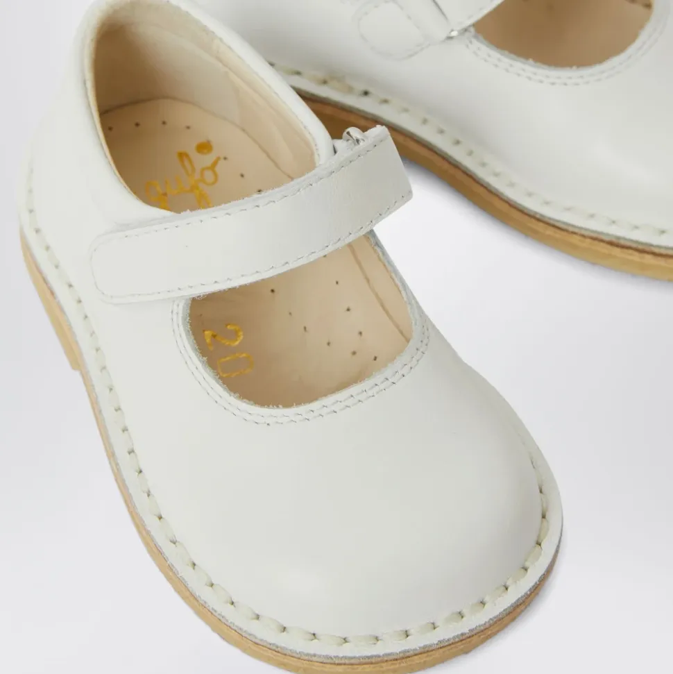 Hvite runde tå ballerina flate sko
