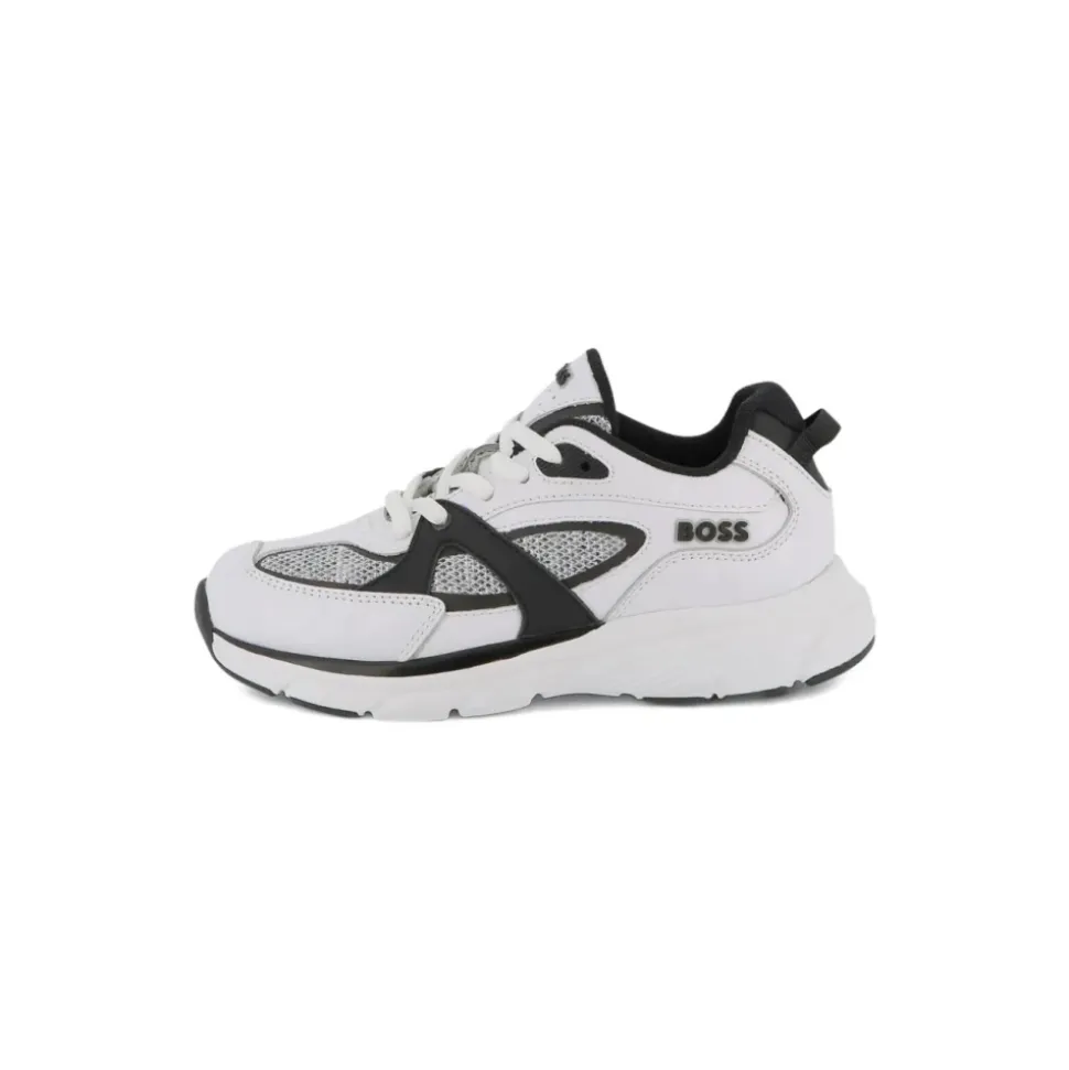 Hvite Sneakers Mesh Paneler Gummisåle