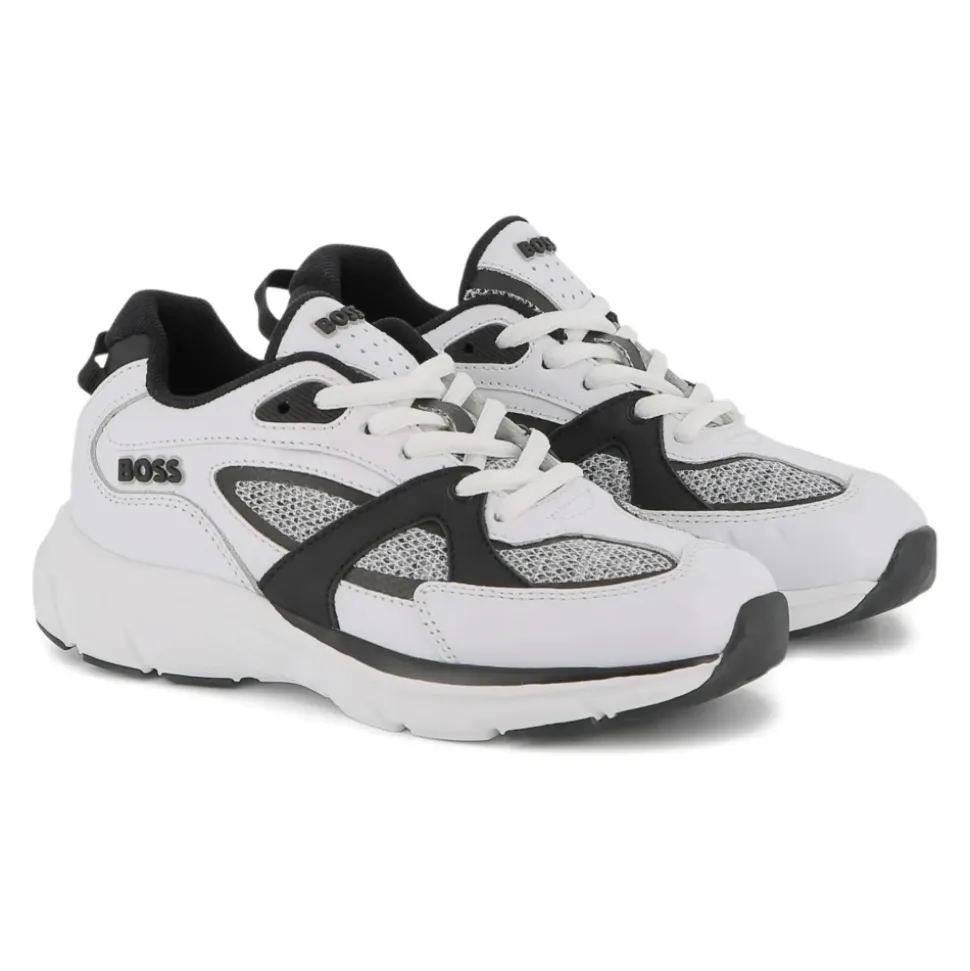 Hvite Sneakers Mesh Paneler Gummisåle