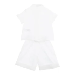 Hvit Lin Baby Skjorte Shorts Sett