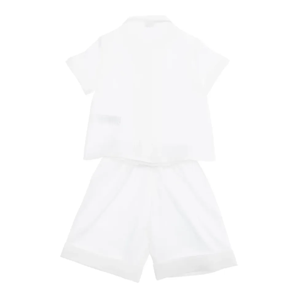 Hvit Lin Baby Skjorte Shorts Sett
