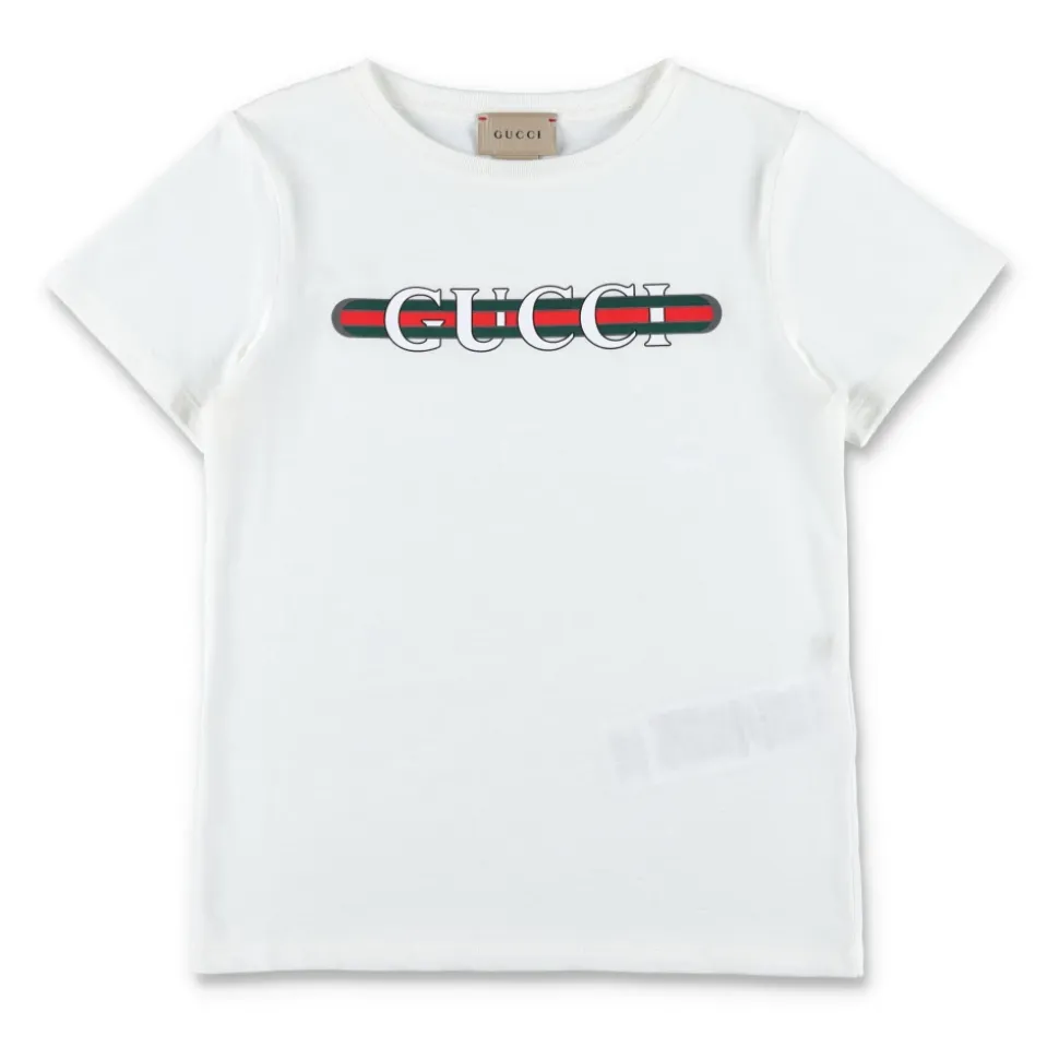 Hvit Logo T-skjorte med Web Print