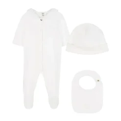 Hvit Pyjamas Sett med Smekker og Lue