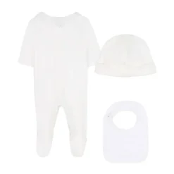 Hvit Pyjamas Sett med Smekker og Lue
