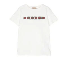 Hvit T-skjorte med logotrykk og web i jersey
