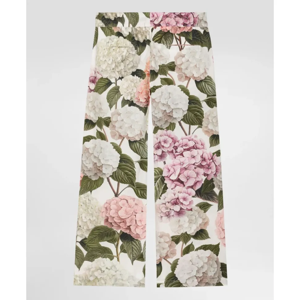 Hydrangea-print Poplin Bukser