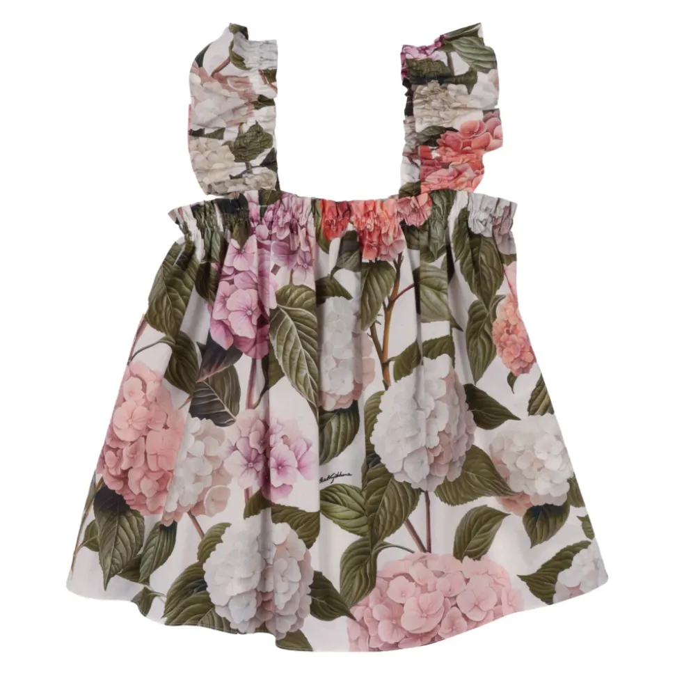 Hydrangea-print Poplin Top