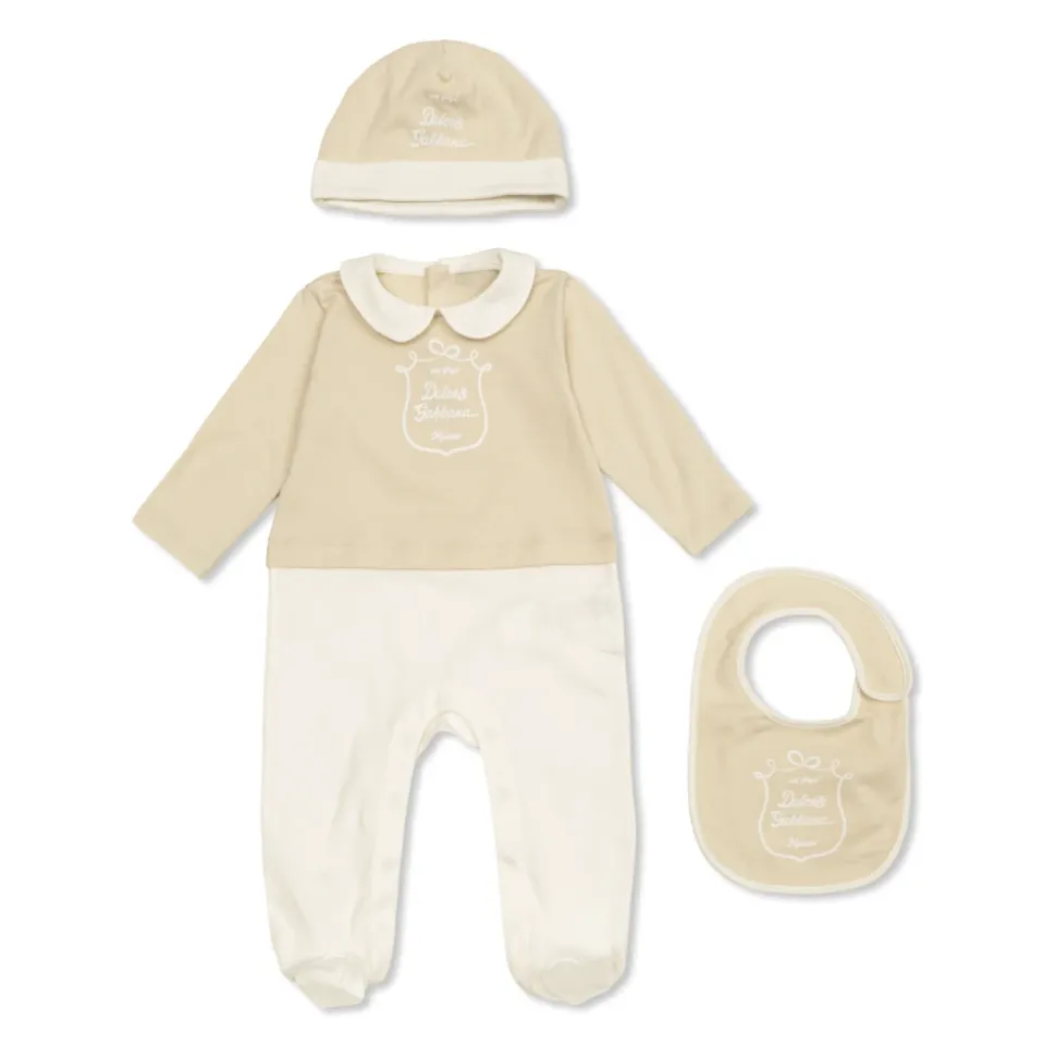 Ivory & Beige Logo Babygrow Gavesett