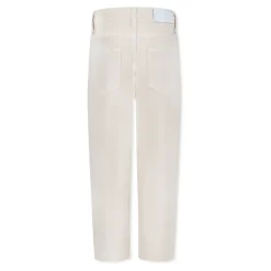 Ivory Five-Pocket Frayed Jeans