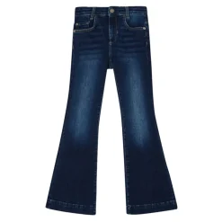 Jeans elastisk femlommers med medium vask og vide ben