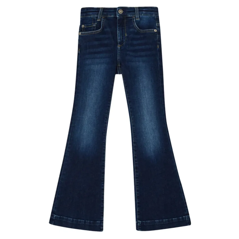 Jeans elastisk femlommers med medium vask og vide ben