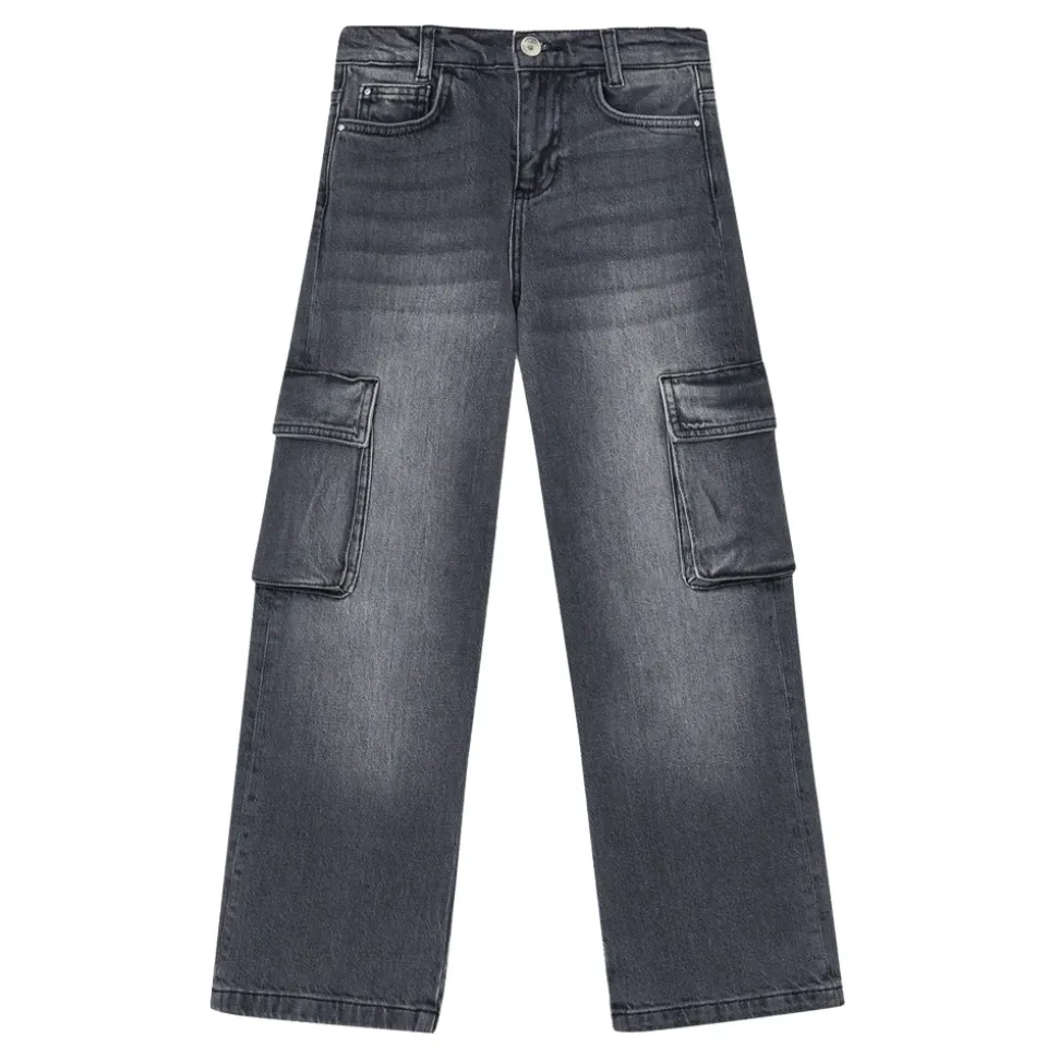Jeans med fem lommer, elastisk og lang