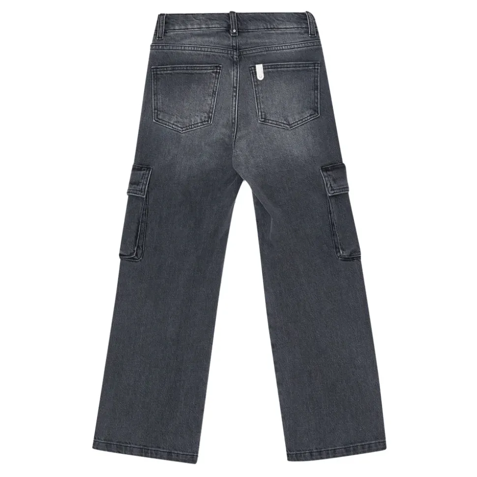 Jeans med fem lommer, elastisk og lang