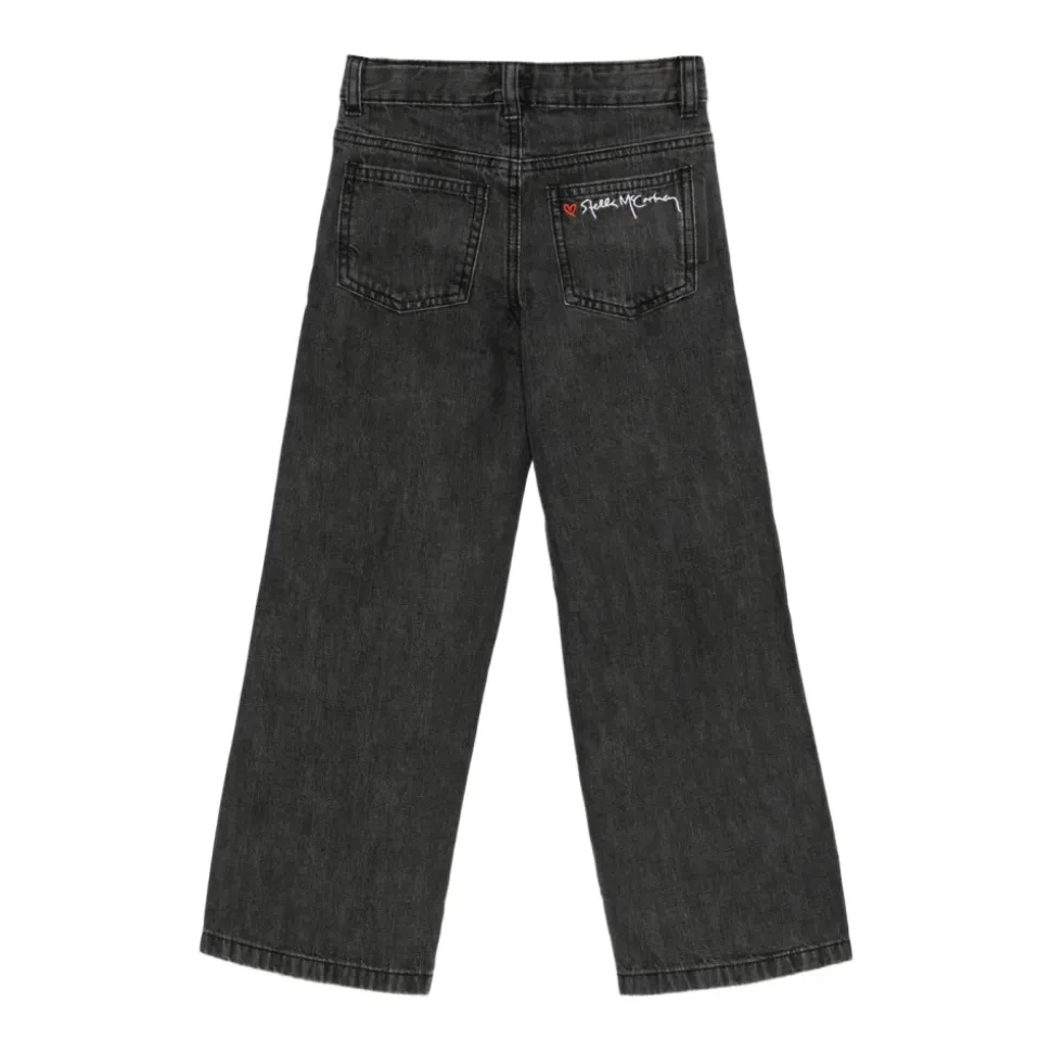 Jeans med logo i bomull, sidepynt med knapper