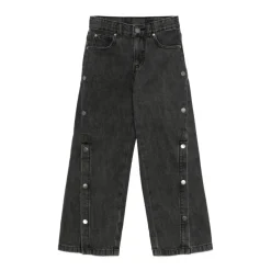 Jeans med logo i bomull, sidepynt med knapper