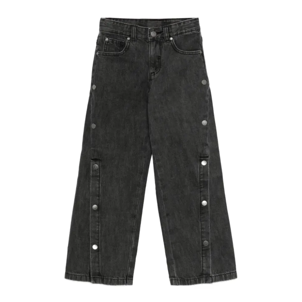 Jeans med logo i bomull, sidepynt med knapper