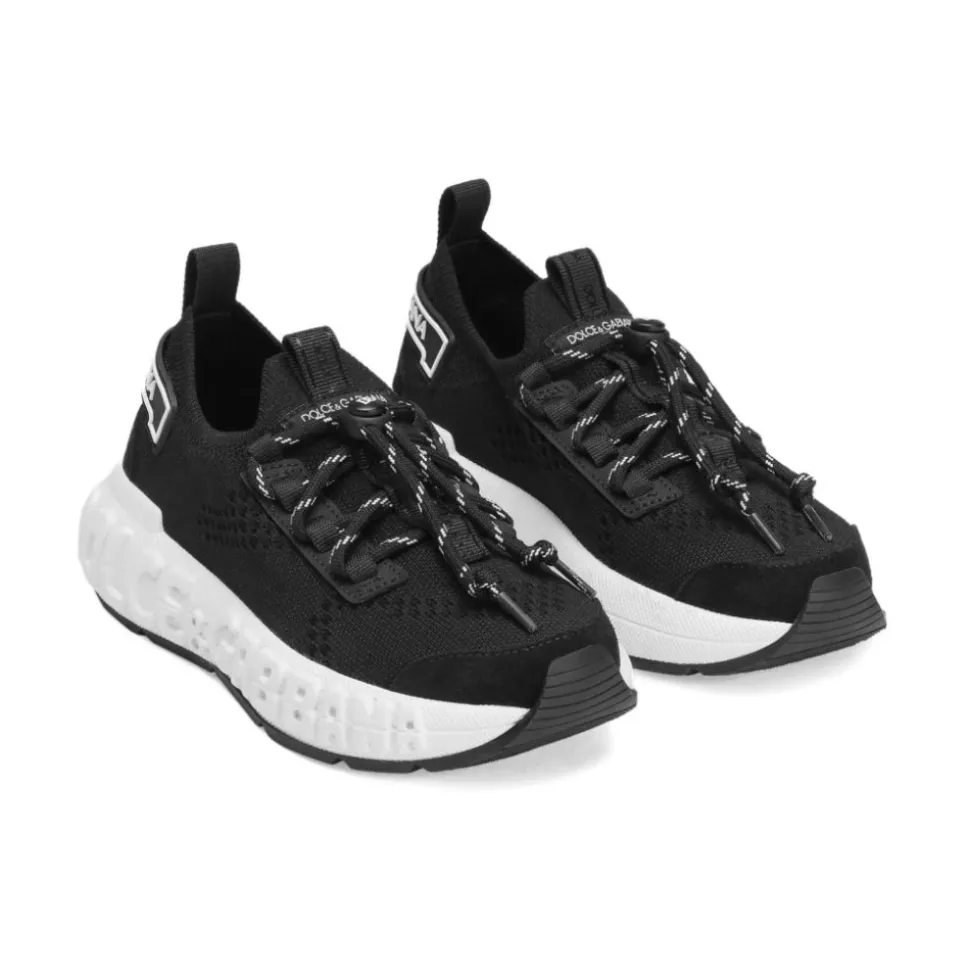 Jersey- og semsket kalveskinn-sneakers