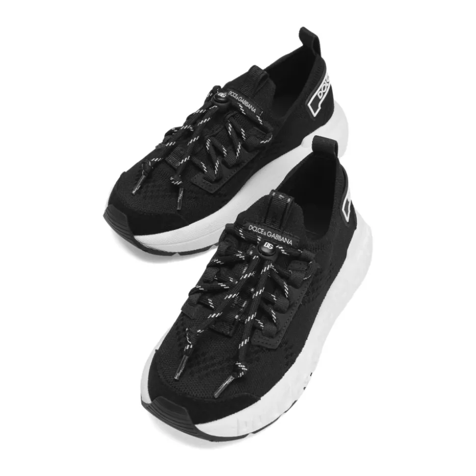 Jersey- og semsket kalveskinn-sneakers