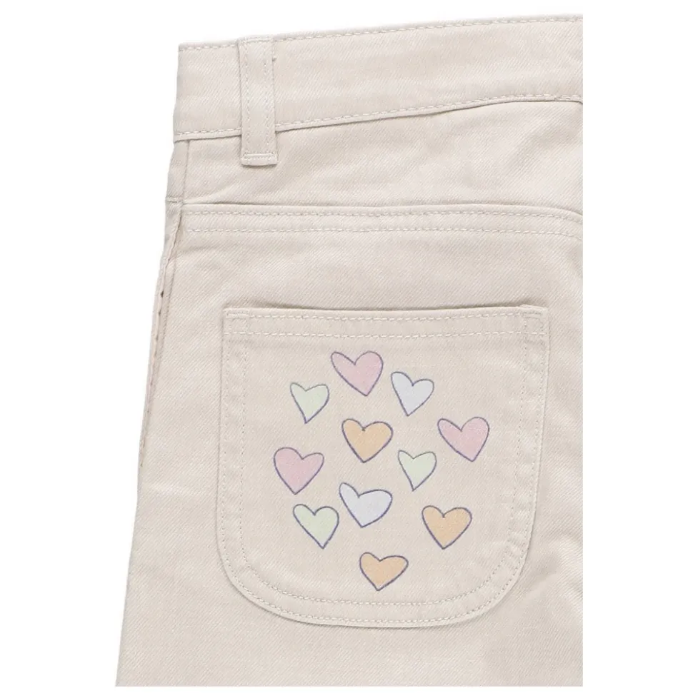 Junior Beige Bomullsbukser med Print