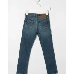 Klassiske Blå Bomullsjeans Rett Ben