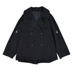 Kort, dobbeltspent trenchcoat